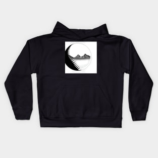 A glimpse of the mountains and the curtains in between. Kids Hoodie